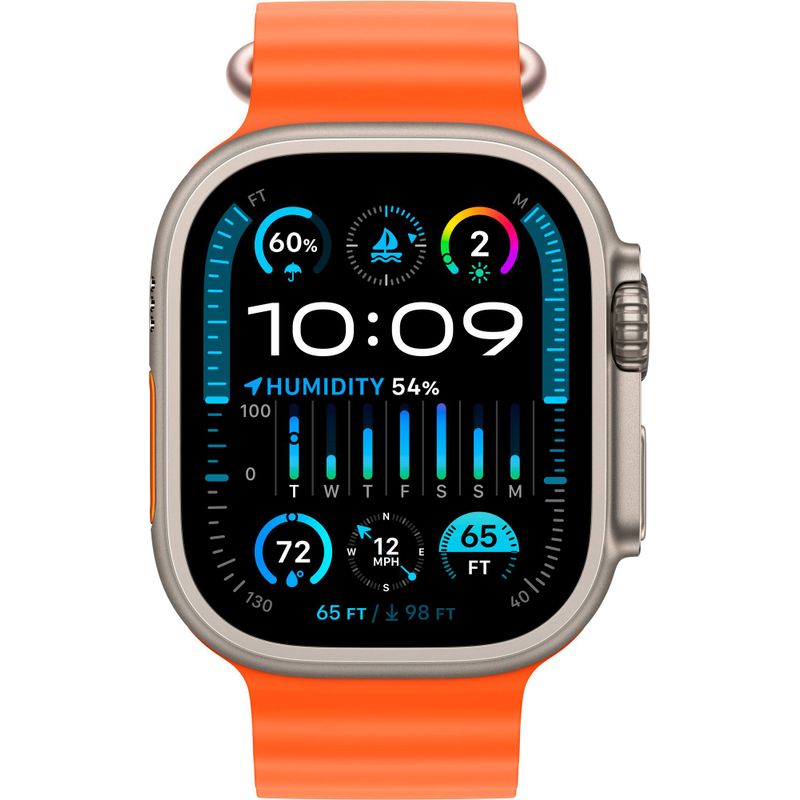 Apple Watch Ultra 2 GPS + Cellular, 49mm Titanium Case with Orange Ocean Band