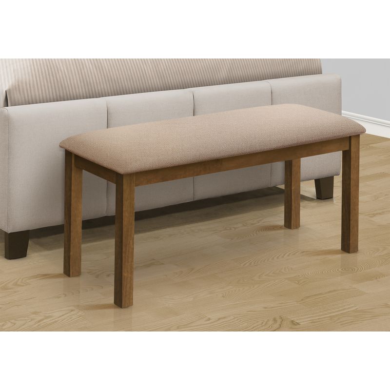 Bench - 42"L / Brown Walnut / Beige Fabric