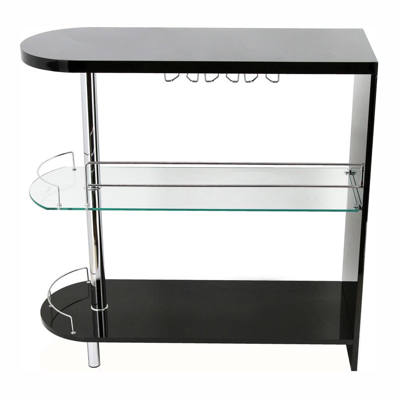 Contemporary Wood 2-Shelf Mini Server in Black/Chrome