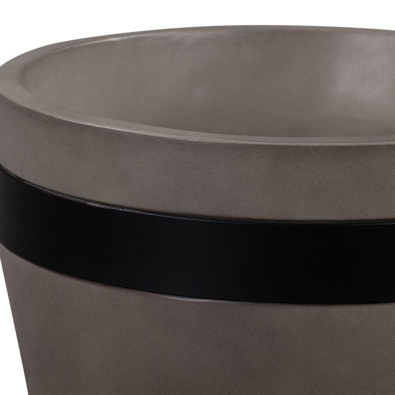 Obsidian Medium Indoor or Outdoor Planter in Gray Concrete with Black Accent