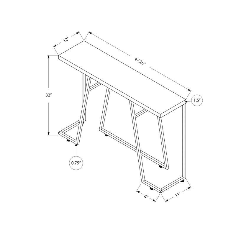 Accent Table/ Console/ Entryway/ Narrow/ Sofa/ Living Room/ Bedroom/ Metal/ Laminate/ Brown/ Chrome/ Contemporary/ Modern