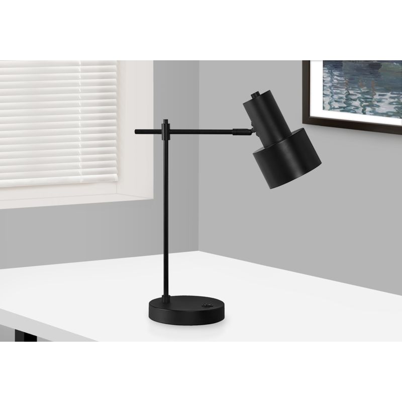 Lighting - 21"H Table Lamp Black Metal/Black Shade/USB