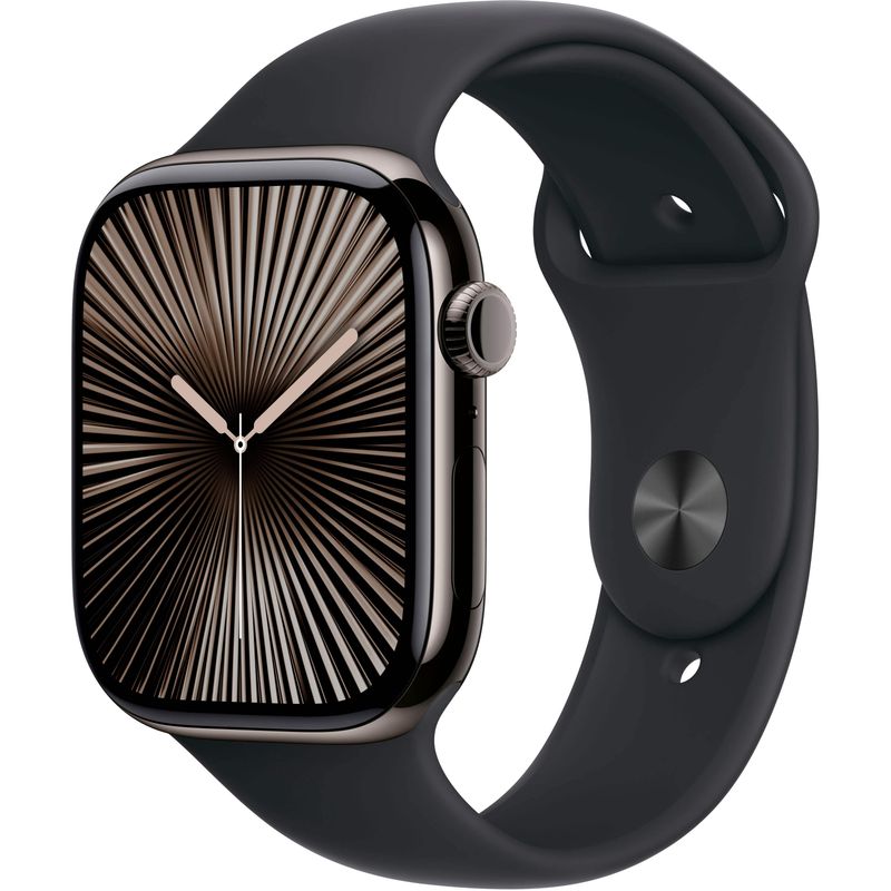 Apple Watch Series 10 (GPS+Cellular) 46mm Titanium Case with Black Sport Band - M/L - Slate - (2024)
