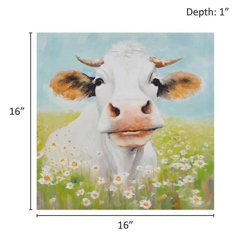 Cow/Green Multi Sunshine Animals Cow Canvas Wall Art See below