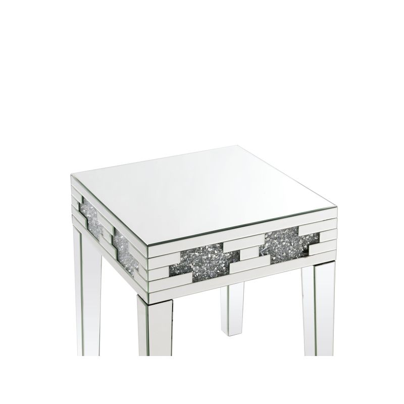 ACME Noralie End Table, Mirrored & Faux Diamonds