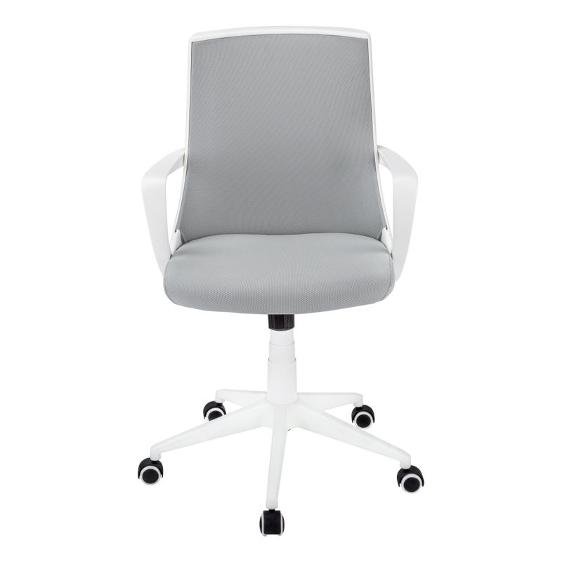 Office Chair/ Adjustable Height/ Swivel/ Ergonomic/ Armrests/ Computer Desk/ Work/ Metal/ Mesh/ White/ Grey/ Contemporary/ Modern