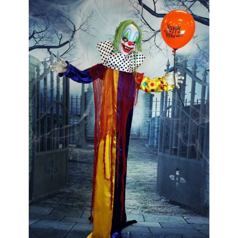 Life-Size Animatronic Clown with Lights and Sound, Indoor or Covered Outdoor Halloween Decoration