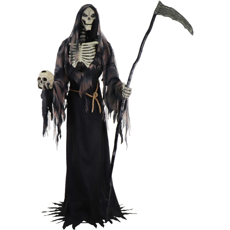 7-Ft. Tall Motion-Activated Rotting Reaper, Premium Talking Halloween Animatronic, Plug-In