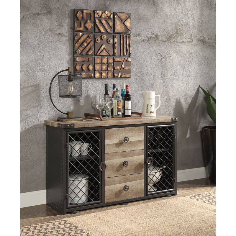ACME Edina Server, Oak & Sandy Black Finish