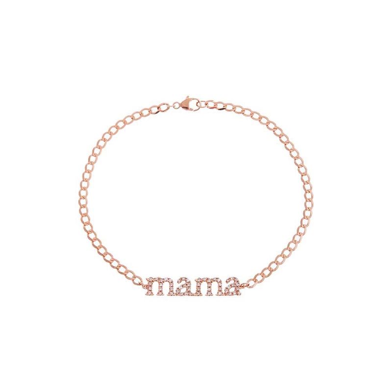 Diamond Pave Mama Lowercase Bracelet 14K 14K Rose Gold