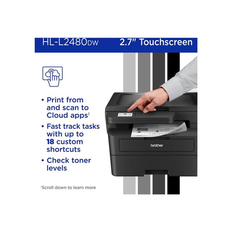 Brother - HL-L2480DW Wireless Black-and-White Refresh Subscription Eligible 3-in-1 Laser Printer - Gray