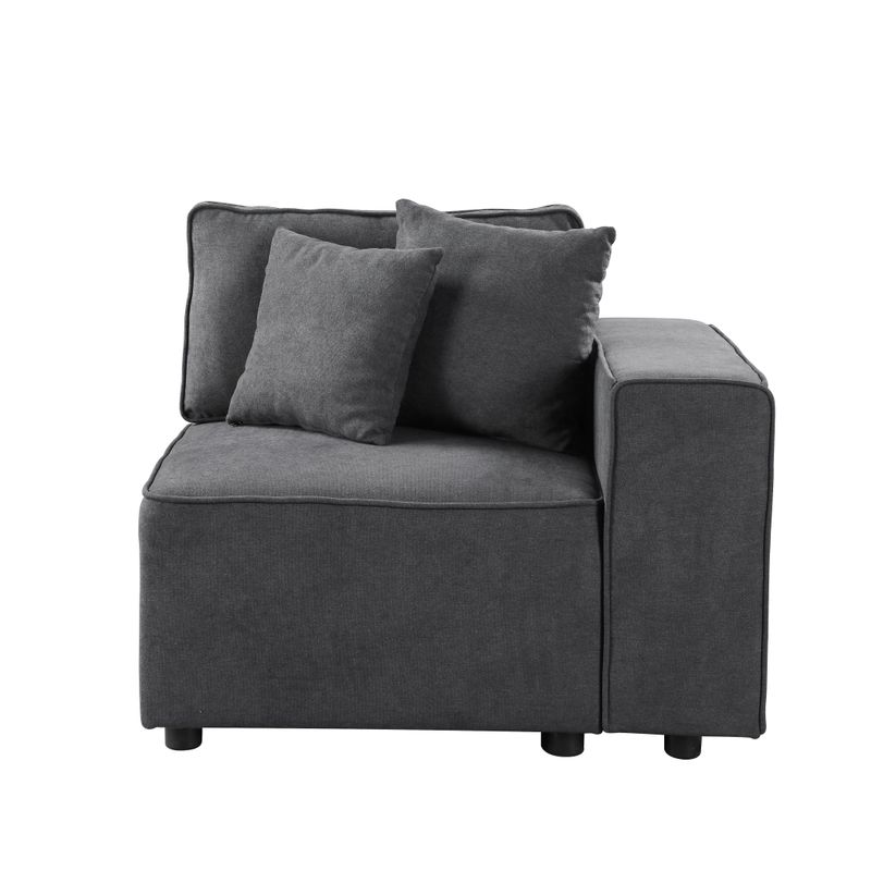 ACME Silvester Modular - Right Facing Chair w/2 Pillows, Gray Fabric