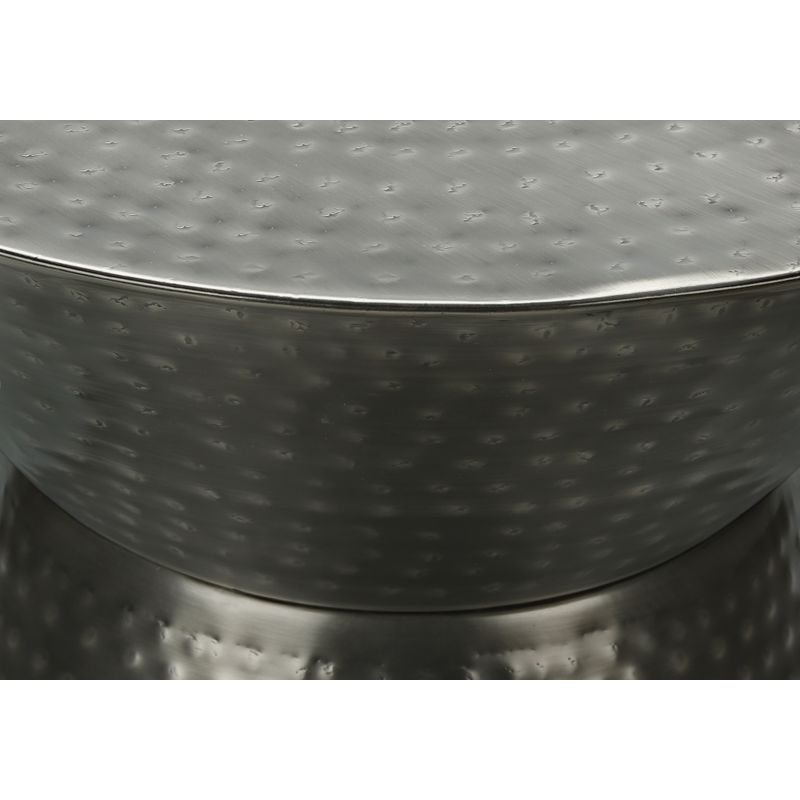 Accent Table - 22"H / Silver Grey Iron Metal Drum End Table