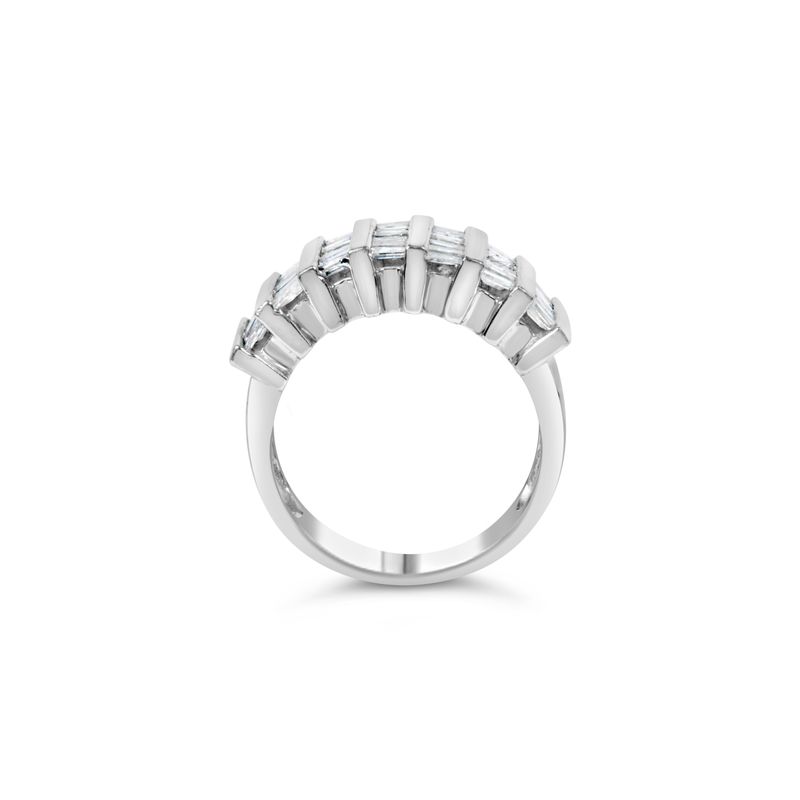 .925 Sterling Silver 1.0 Cttw Baguette Cut Diamond Vertical Channel Fluted Multi-Row Unisex Fashion Wedding Ring (H-I Color, I1-I2 Clarity) 