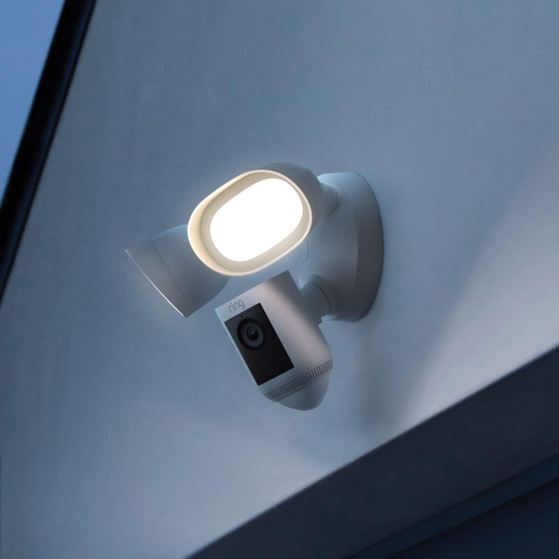 Ring Floodlight Cam Pro with 2K Video and Ring Vision, 2 LED Lights, Dual Band Wi-Fi, and 3D Motion Detection - White