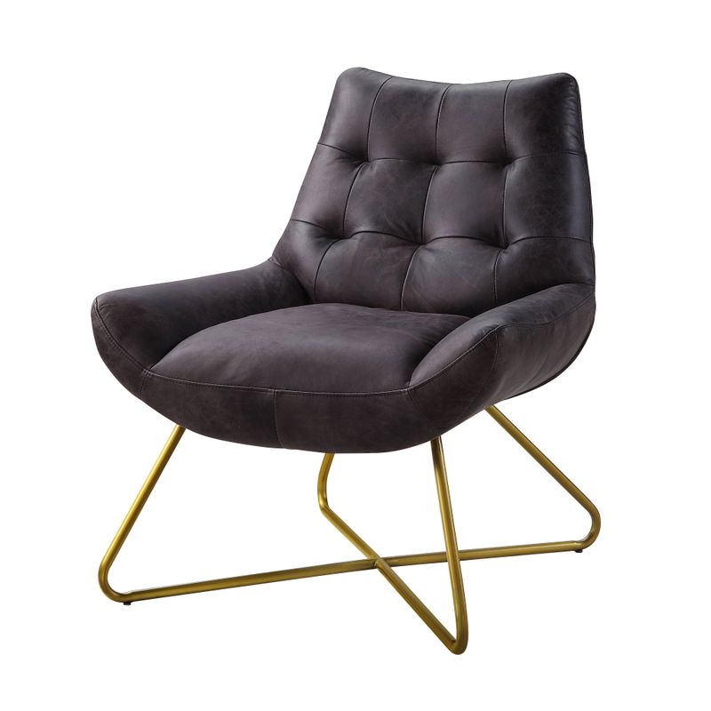 ACME Dhalsim Accent Chair, Antique Ebony Top Grain Leather