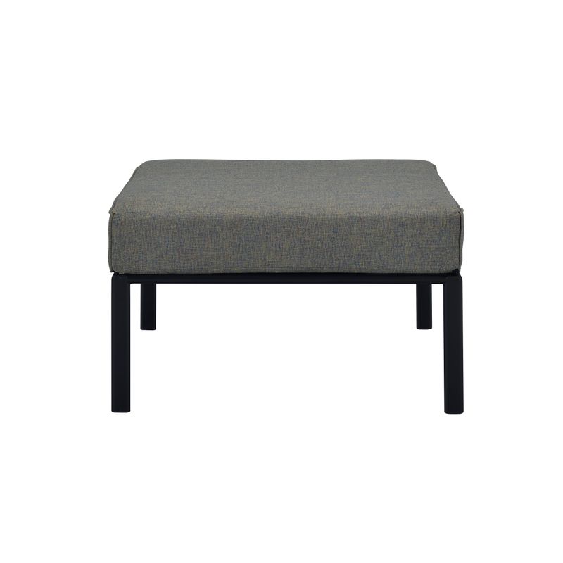 ACME Rajni Patio-Ottoman, Gray Fabric & Black Finish