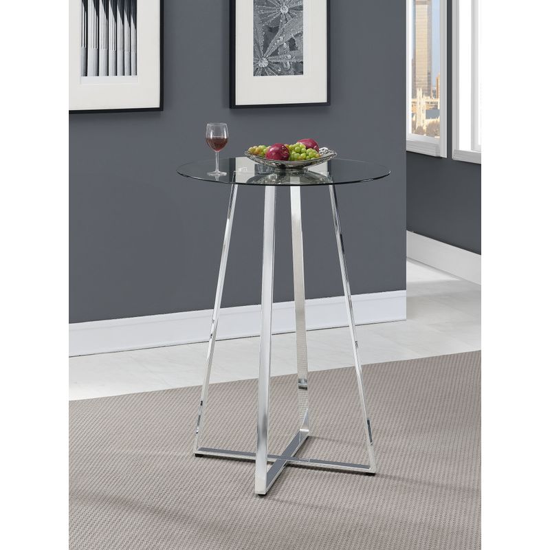 Zanella Glass Top Bar Table Chrome