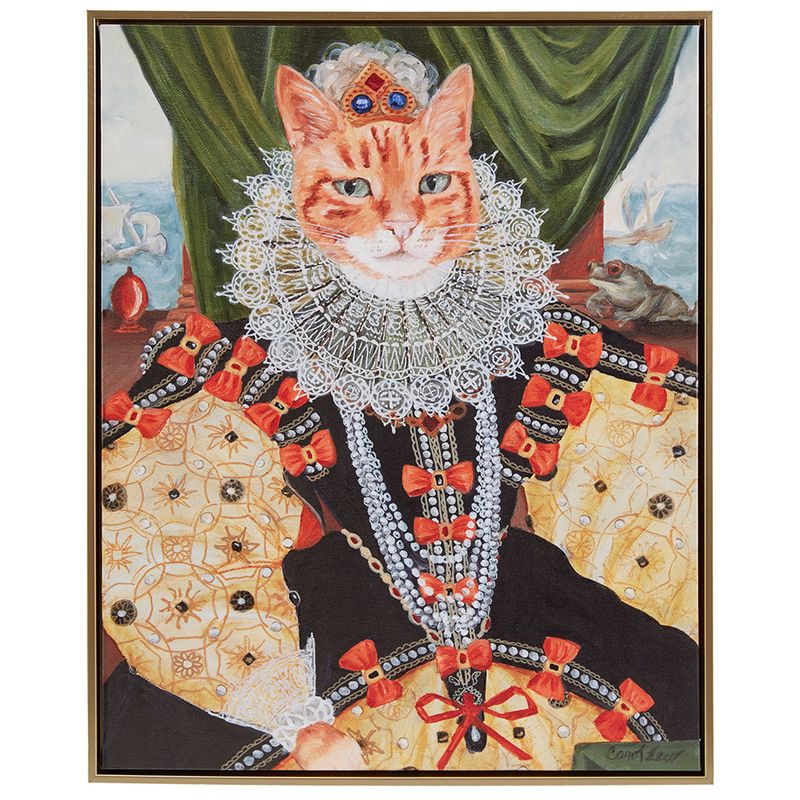 Queen Belle Pet Portrait Kitty Queen Belle Framed Canvas Wall Art See below