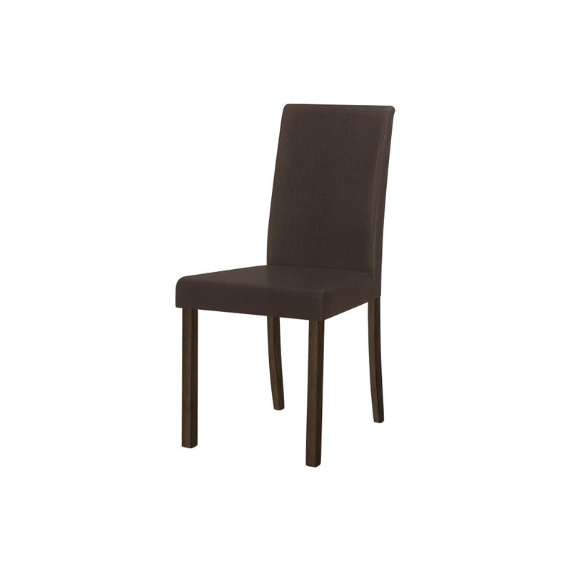 Dining Chair/ Set Of 2/ Side/ Upholstered/ Kitchen/ Dining Room/ Pu Leather Look/ Wood Legs/ Brown/ Transitional