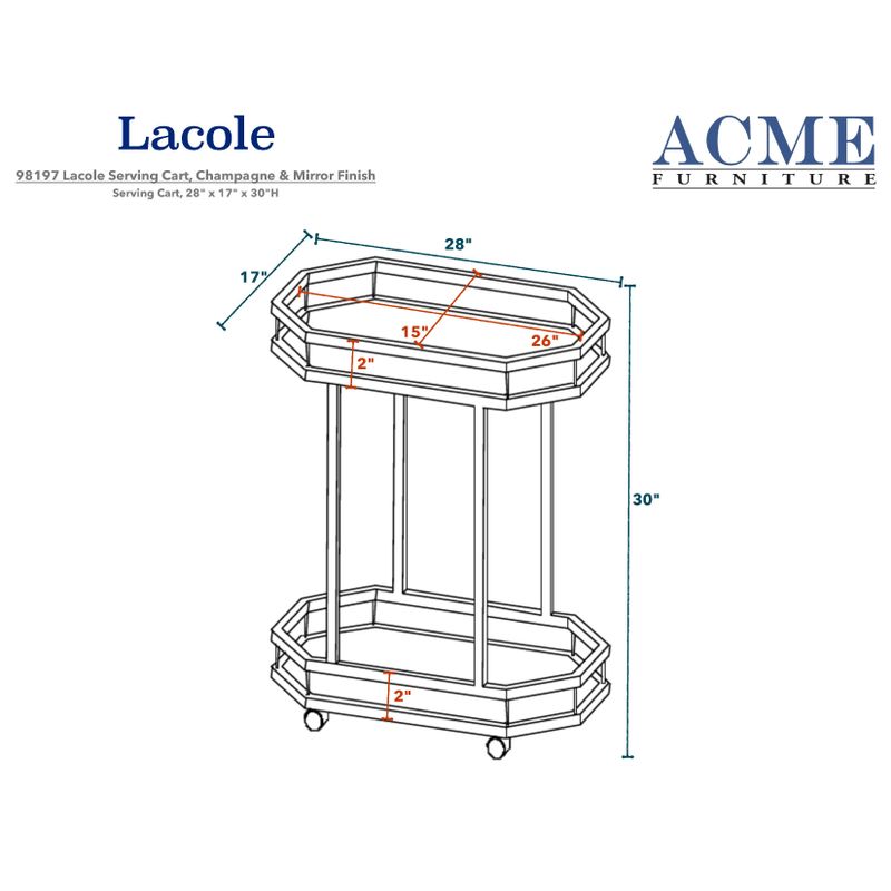 ACME Lacole Serving Cart, Champagne & Mirror