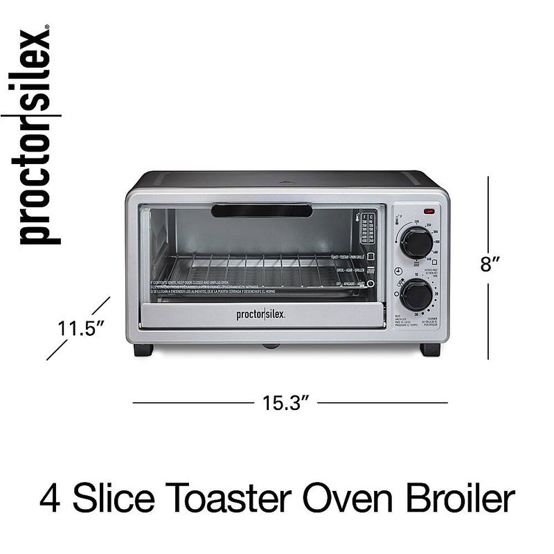 Proctor Silex - 4 Slice Toaster Oven with Broiler - BLACK