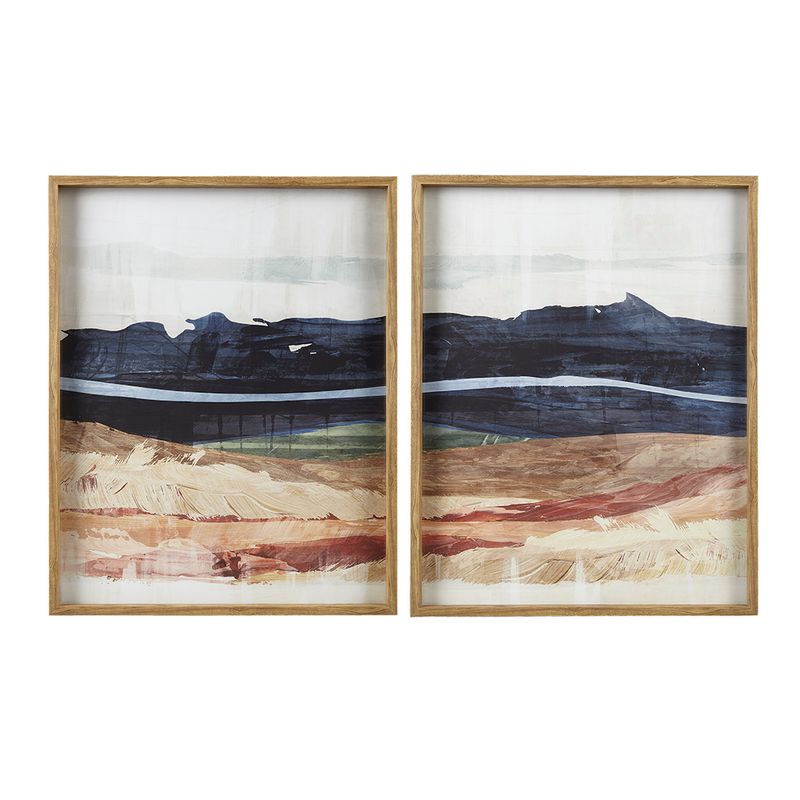 Blue/Multi Dreaming Abstract Landscape Diptych 2-Piece Framed Glass Wall Art Set See below