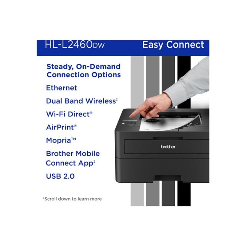 Brother - HL-L2460DW Wireless Black-and-White Refresh Subscription Eligible Laser Printer - Gray