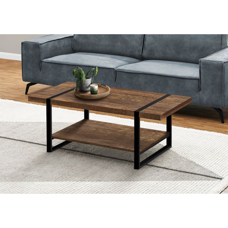 Coffee Table/ Accent/ Cocktail/ Rectangular/ Living Room/ 48"L/ Metal/ Laminate/ Brown/ Black/ Contemporary/ Modern