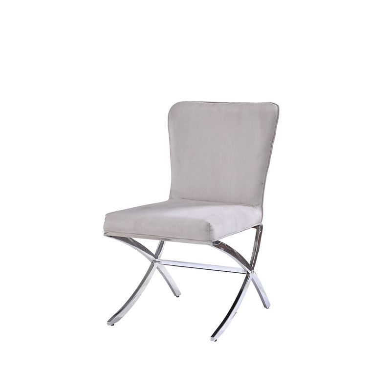 ACME Daire Side Chair (Set-2), Velvet & Chrome