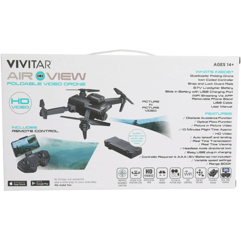 Vivitar - Air View Foldable Drone with Remote - Black