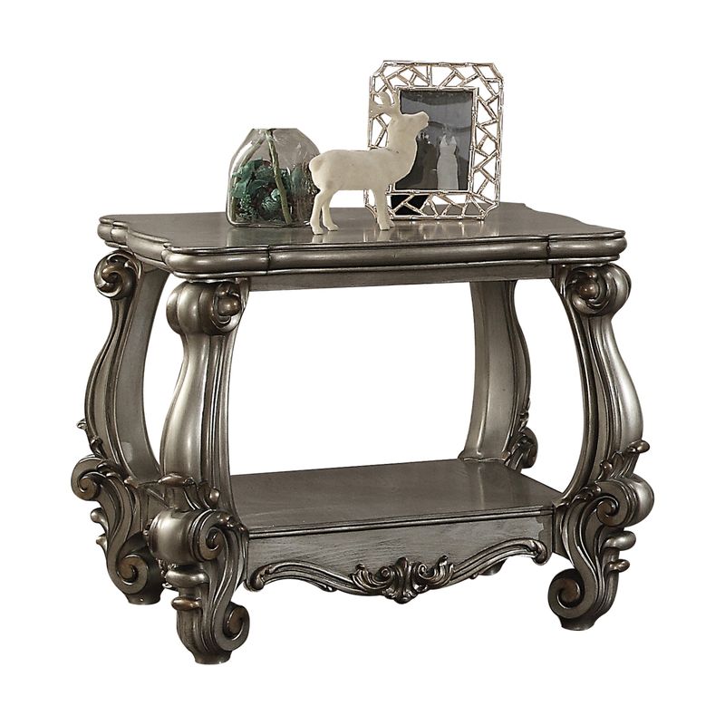 ACME Versailles End Table, Antique Platinum