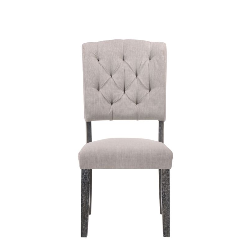 ACME Bernard Side Chair (Set-2), Linen & Weathered Gray Oak