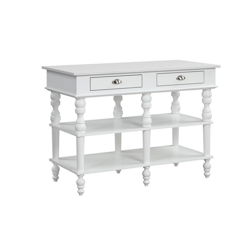 ACME Rorratt Kitchen Island, Marble Top & White Finish