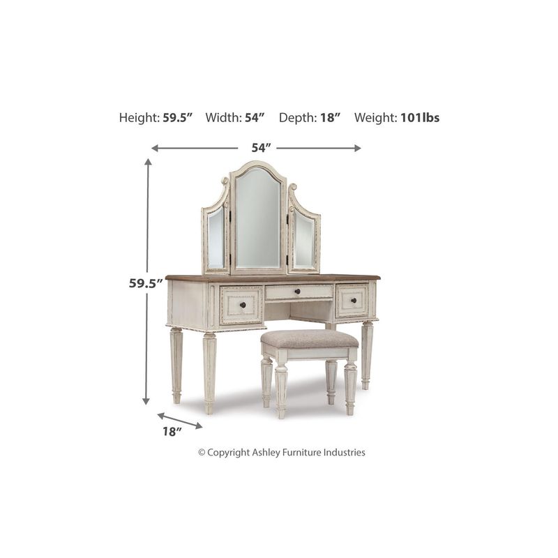 Realyn Vanity/Mirror/Stool (3/CN)