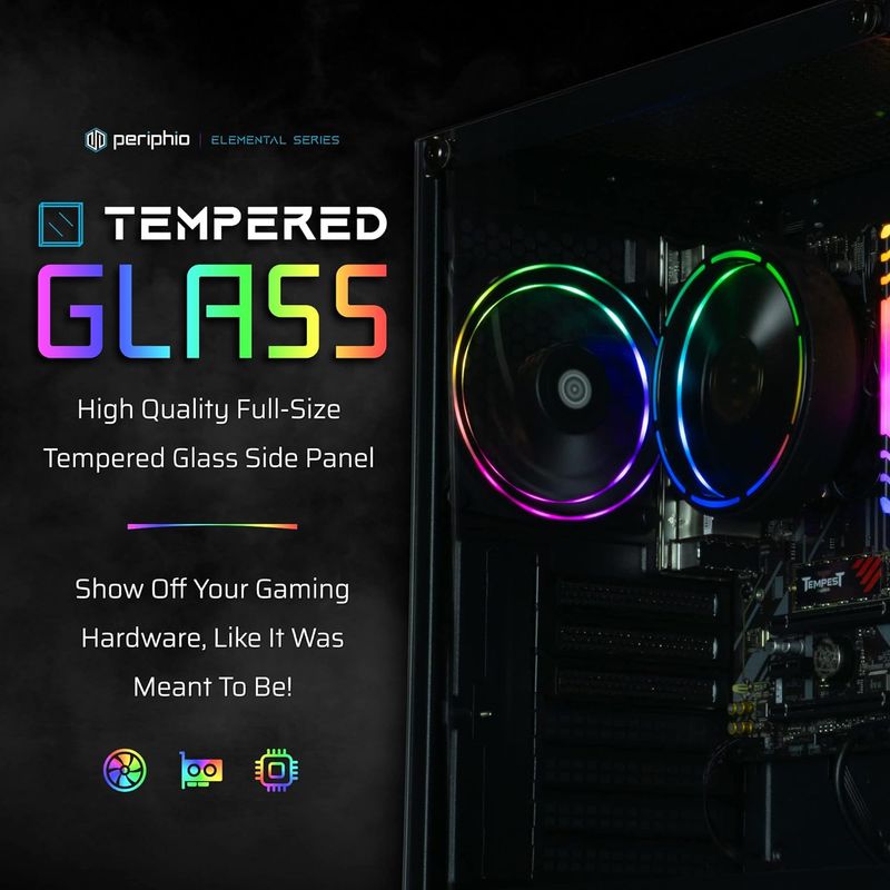 Periphio Terra Gaming PC Computer | AMD Ryzen 5 5600G | Radeon Vega 7 Graphics | 1TB Solid State (SSD) | 16GB DDR4 RAM | Windows 11 | RGB El