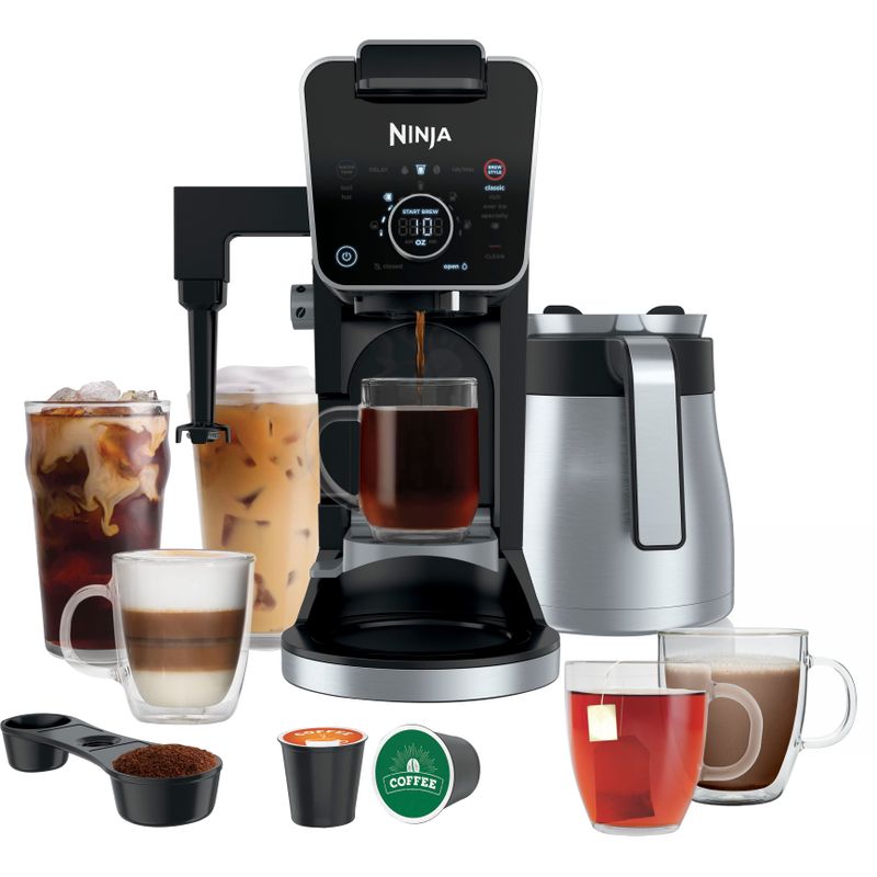 Ninja - DualBrew PRO 12-Cup Specialty Coffee System with Thermal Carafe, K-Cup Compatible, Hot Water System & Frother - Black/Silver