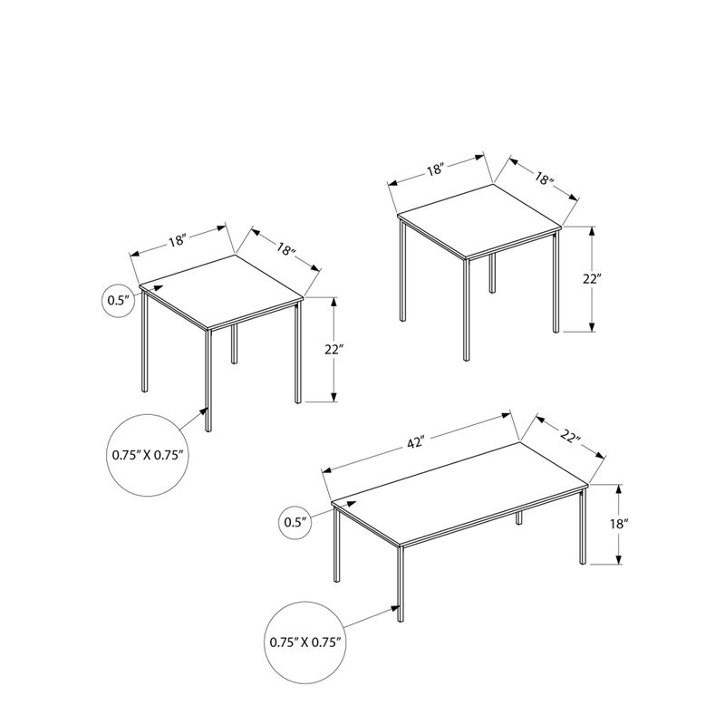 Table Set - 3Pcs Set / Black / Black Metal