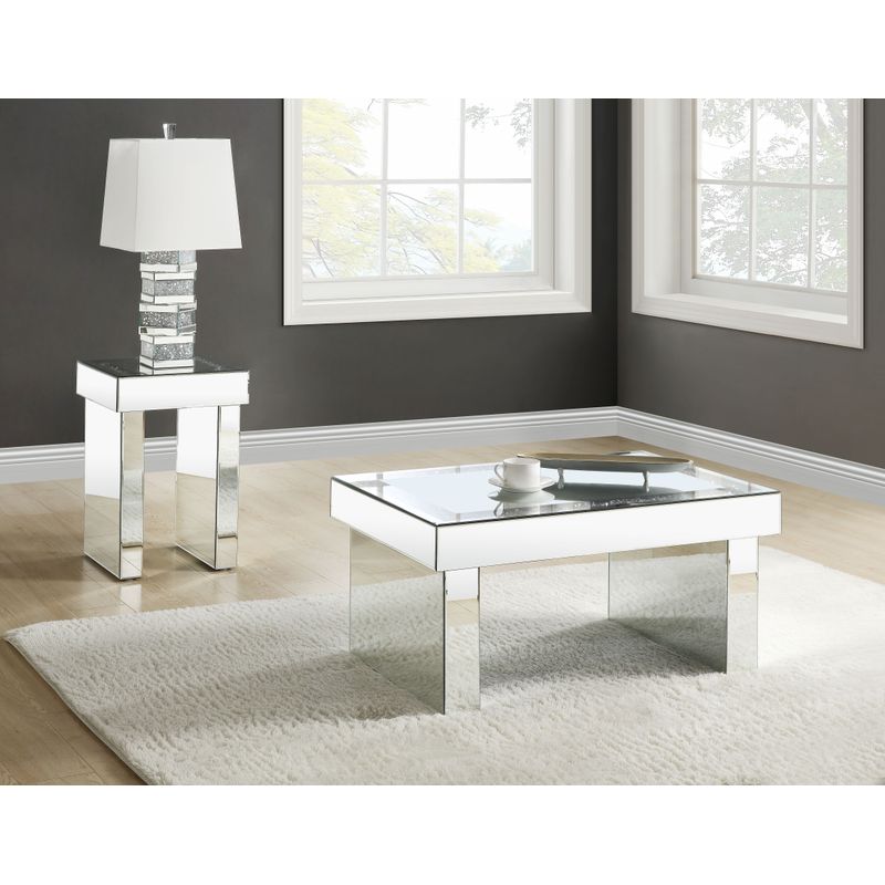 ACME Noralie End Table, Mirrored & Faux Diamonds