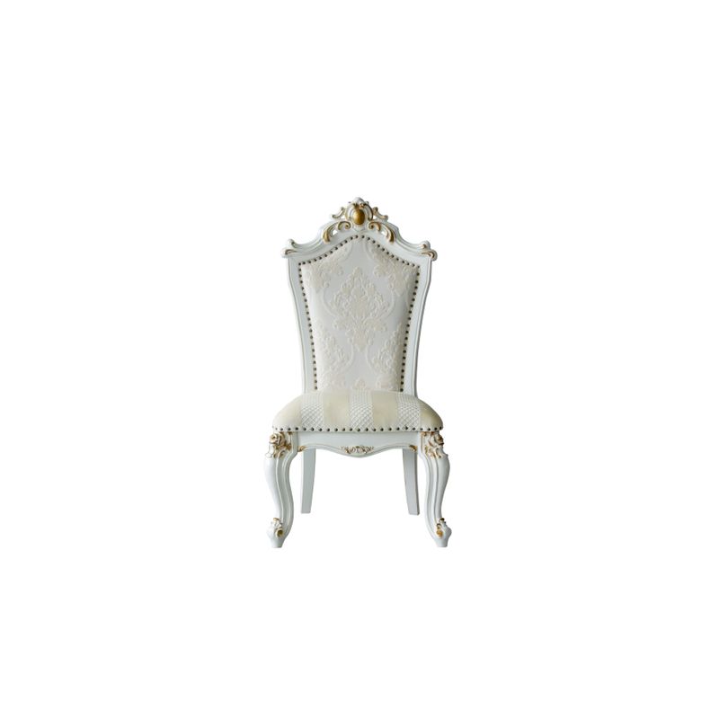 ACME Picardy Side Chair (Set-2), Fabric/Butterscotch Synthetic Leather & Antique Pearl