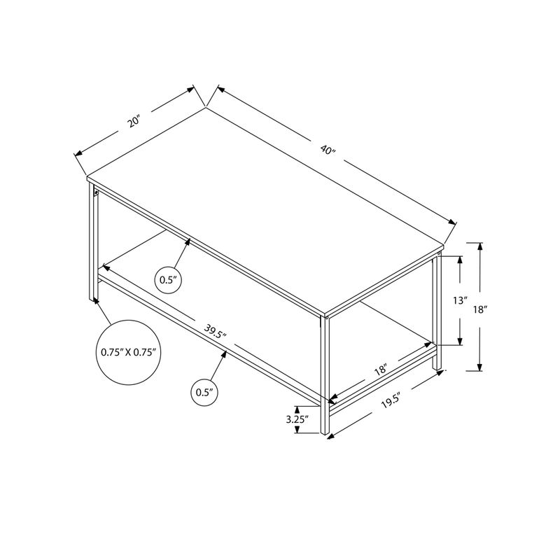 Coffee Table/ Accent/ Cocktail/ Rectangular/ Living Room/ 40"L/ Metal/ Laminate/ Brown/ Black/ Contemporary/ Modern