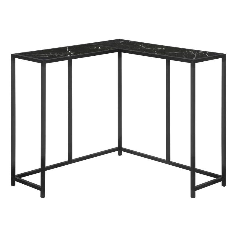 Accent Table/ Console/ Entryway/ Narrow/ Corner/ Living Room/ Bedroom/ Metal/ Laminate/ Black Marble Look/ Contemporary/ Modern