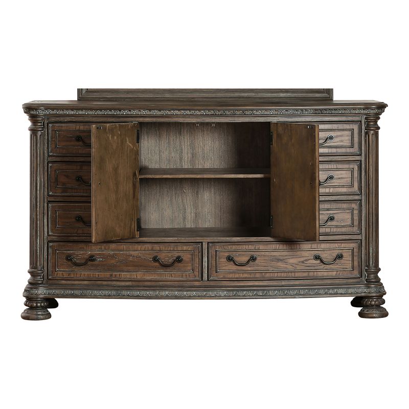 Traditional Wood 8-Drawer Dresser in Rustic Natural Tone