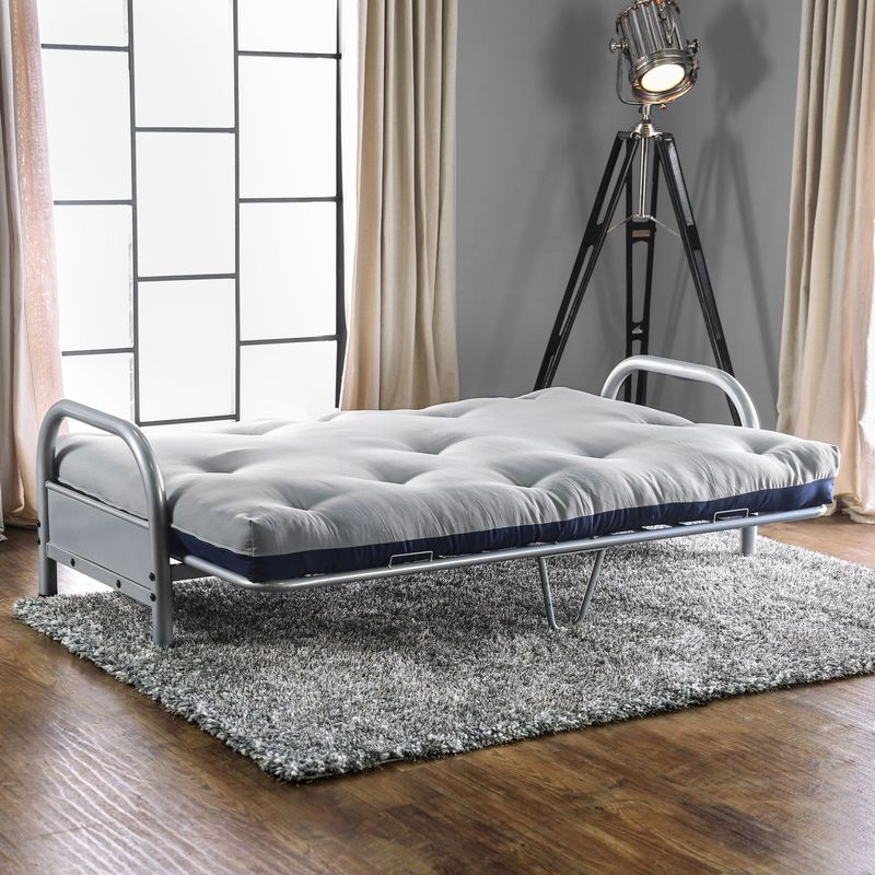 Contemporary Fabric 6-inch Futon Mattress in Gray/Navy