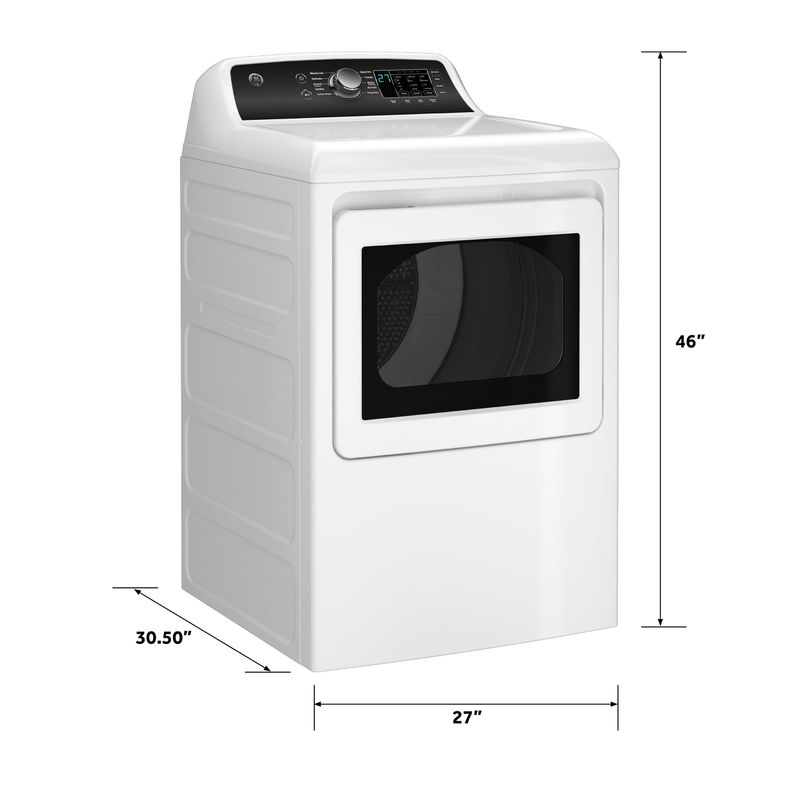 GE - 7.4 Cu. Ft. Front Load Electric Dryer with Sensor Dry - White with Matte Black