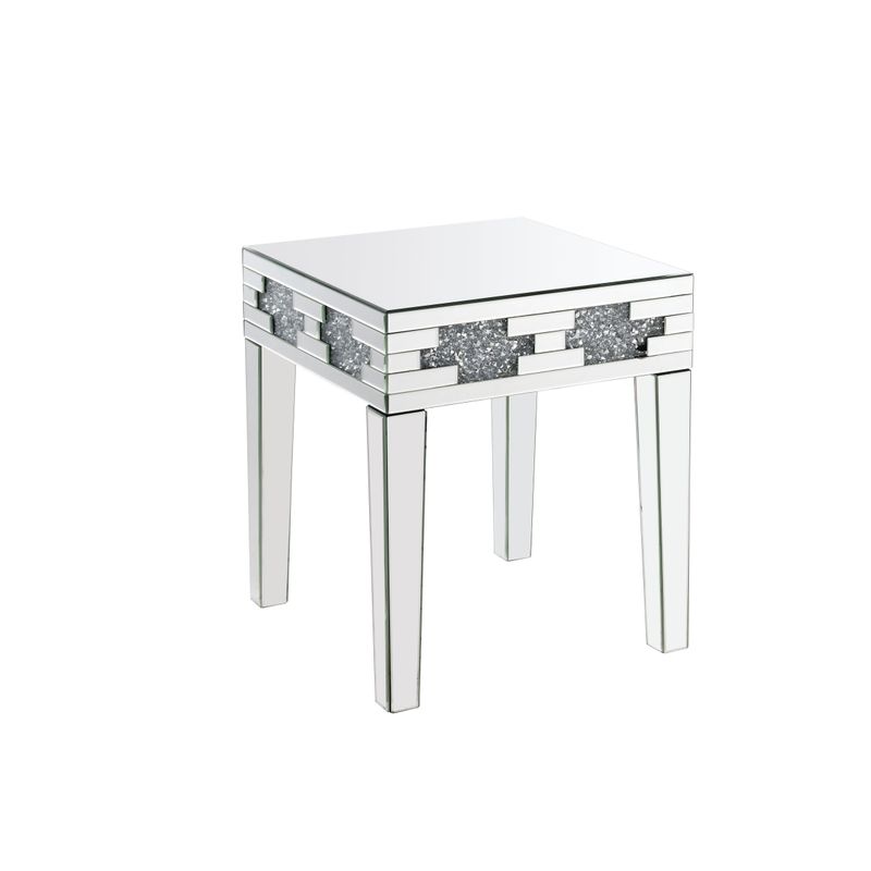 ACME Noralie End Table, Mirrored & Faux Diamonds