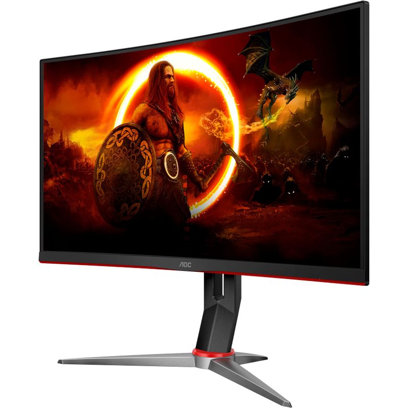 AOC - G2 Series C24G2 24 LED Curved FHD FreeSync Premium Monitor (DisplayPort HDMI VGA) - Black/Red