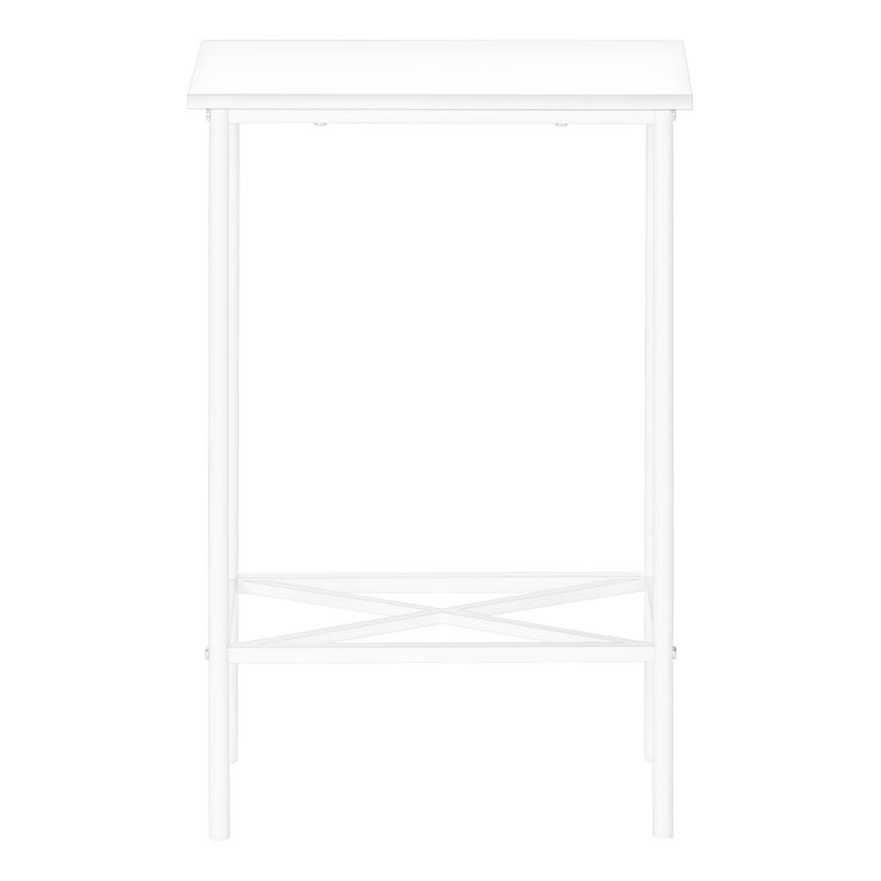 Accent Table/ Side/ End/ Narrow/ Small/ 2 Tier/ Living Room/ Bedroom/ Metal/ Laminate/ White/ Contemporary/ Modern