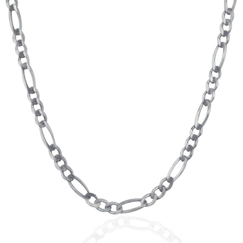 4.6mm 14k White Gold Solid Figaro Chain (24 Inch)