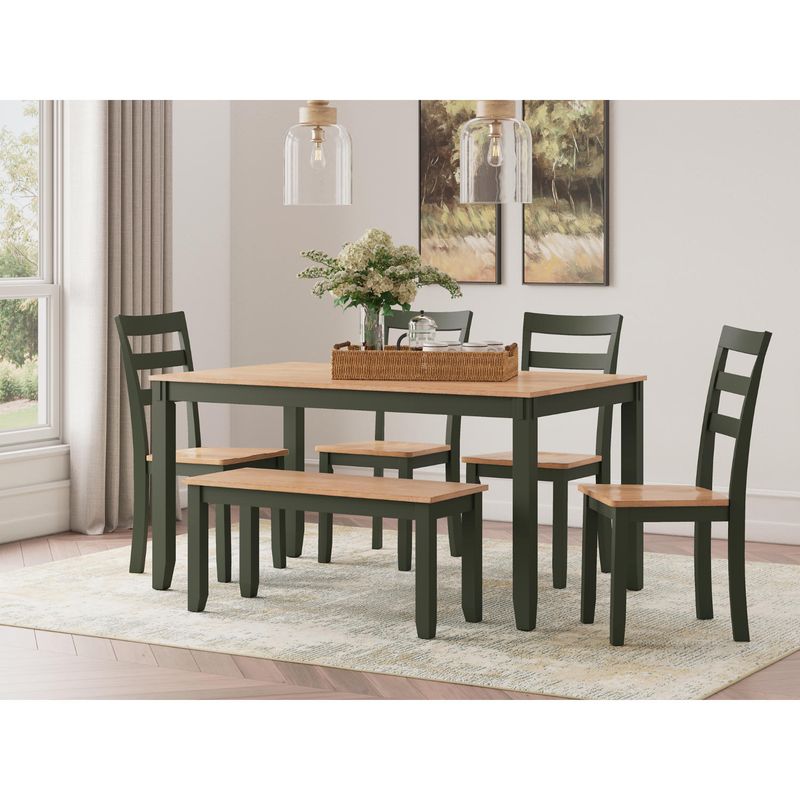 Gesthaven Dining Table with 4 Chairs and Bench (Set of 6)